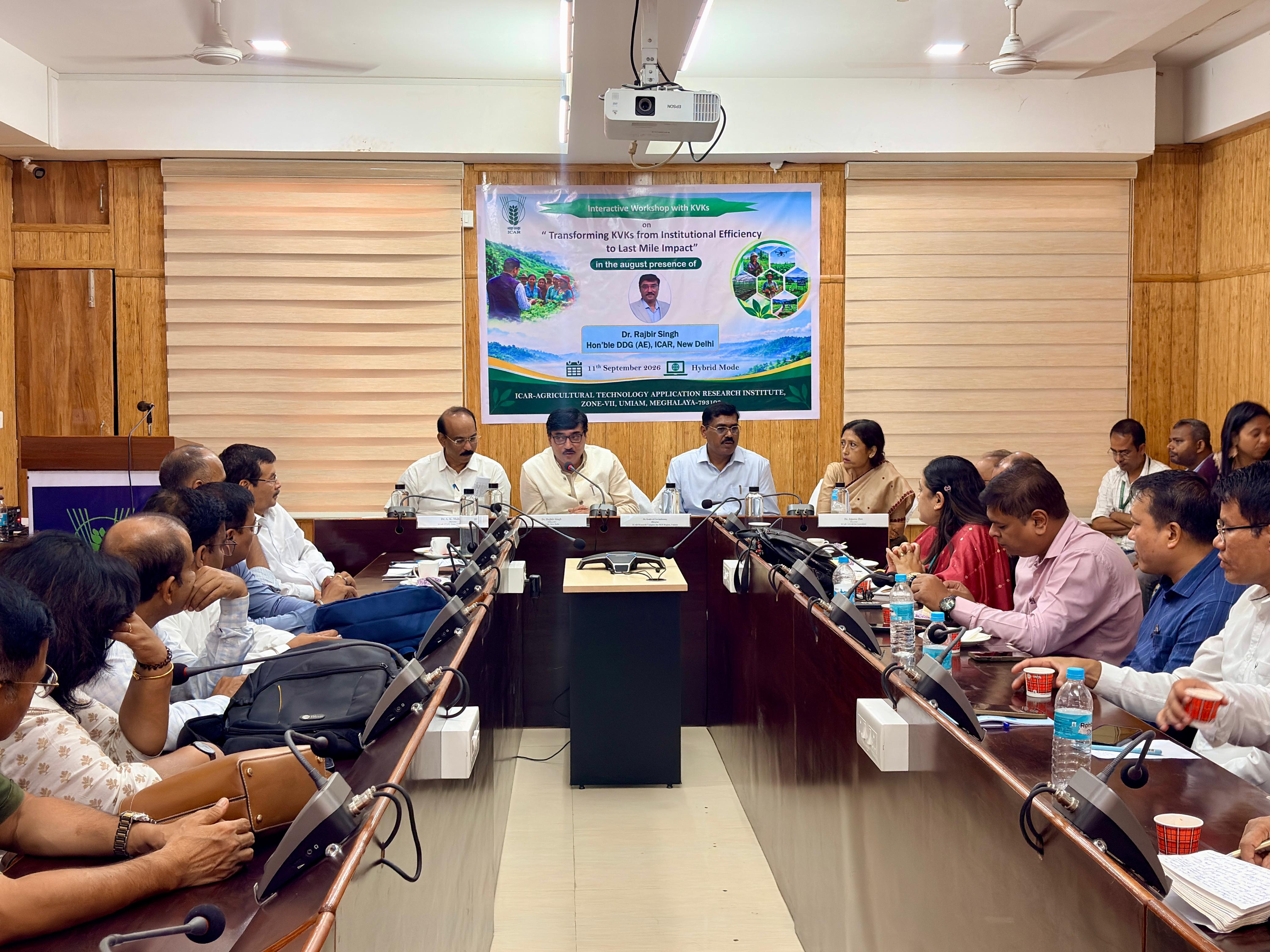 Visit of Dr. Rajbir Singh, Hon'ble Deputy Director General (Agricultural Extension), ICAR, New Delhi, to ICAR-ATARI, Zone-VII, Umiam, on 11th September 2026, for attending the Interactive Workshop with KVKs of Zone - VI and Zone - VII on "Transforming KVKs from Institutional Efficiency to Last Mile Impact."
